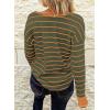 imageEVALESS Long Sleeve Tops for Women Trendy Striped Button Up Tunic Shirts Loose Fit Sexy Henley Tee BlousesB Stripes