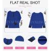 imageEVALESS Long Sleeve Tops for Women Trendy Striped Button Up Tunic Shirts Loose Fit Sexy Henley Tee BlousesD Blue