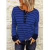 imageEVALESS Long Sleeve Tops for Women Trendy Striped Button Up Tunic Shirts Loose Fit Sexy Henley Tee BlousesD Blue
