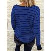 imageEVALESS Long Sleeve Tops for Women Trendy Striped Button Up Tunic Shirts Loose Fit Sexy Henley Tee BlousesD Blue