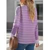 imageEVALESS Long Sleeve Tops for Women Trendy Striped Button Up Tunic Shirts Loose Fit Sexy Henley Tee BlousesD Purple