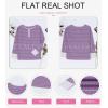 imageEVALESS Long Sleeve Tops for Women Trendy Striped Button Up Tunic Shirts Loose Fit Sexy Henley Tee BlousesD Purple