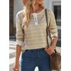 imageEVALESS Long Sleeve Tops for Women Trendy Striped Button Up Tunic Shirts Loose Fit Sexy Henley Tee BlousesR Apricot
