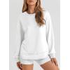 imageEVALESS Sweatshirt for Women Crewneck Long Sleeve Side Split Tops Casual Solid Color Loose Pullover Shirts 2025 Clothes1b White