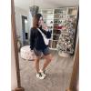 imageEVALESS Sweatshirt for Women Crewneck Long Sleeve Side Split Tops Casual Solid Color Loose Pullover Shirts 2025 ClothesA Black