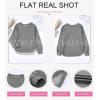imageEVALESS Sweatshirt for Women Crewneck Long Sleeve Side Split Tops Casual Solid Color Loose Pullover Shirts 2025 ClothesA Gray