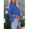 imageEVALESS Sweatshirt for Women Crewneck Long Sleeve Side Split Tops Casual Solid Color Loose Pullover Shirts 2025 ClothesB Blue