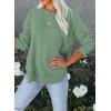 imageEVALESS Sweatshirt for Women Crewneck Long Sleeve Side Split Tops Casual Solid Color Loose Pullover Shirts 2025 ClothesB Green