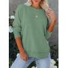 imageEVALESS Sweatshirt for Women Crewneck Long Sleeve Side Split Tops Casual Solid Color Loose Pullover Shirts 2025 ClothesB Green