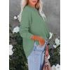 imageEVALESS Sweatshirt for Women Crewneck Long Sleeve Side Split Tops Casual Solid Color Loose Pullover Shirts 2025 ClothesB Green