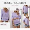 imageEVALESS Sweatshirt for Women Crewneck Long Sleeve Side Split Tops Casual Solid Color Loose Pullover Shirts 2025 ClothesB Purple