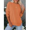 imageEVALESS Sweatshirt for Women Crewneck Long Sleeve Side Split Tops Casual Solid Color Loose Pullover Shirts 2025 ClothesD Orange