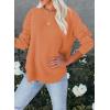 imageEVALESS Sweatshirt for Women Crewneck Long Sleeve Side Split Tops Casual Solid Color Loose Pullover Shirts 2025 ClothesD Orange