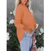 imageEVALESS Sweatshirt for Women Crewneck Long Sleeve Side Split Tops Casual Solid Color Loose Pullover Shirts 2025 ClothesD Orange