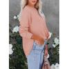 imageEVALESS Sweatshirt for Women Crewneck Long Sleeve Side Split Tops Casual Solid Color Loose Pullover Shirts 2025 ClothesD Pink
