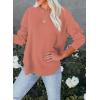 imageEVALESS Sweatshirt for Women Crewneck Long Sleeve Side Split Tops Casual Solid Color Loose Pullover Shirts 2025 ClothesD Red