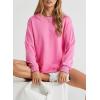 imageEVALESS Sweatshirt for Women Crewneck Long Sleeve Side Split Tops Casual Solid Color Loose Pullover Shirts 2025 ClothesD Rose
