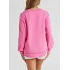 imageEVALESS Sweatshirt for Women Crewneck Long Sleeve Side Split Tops Casual Solid Color Loose Pullover Shirts 2025 ClothesD Rose