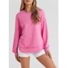 imageEVALESS Sweatshirt for Women Crewneck Long Sleeve Side Split Tops Casual Solid Color Loose Pullover Shirts 2025 ClothesD Rose