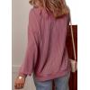 imageEVALESS V Neck Long Sleeve Shirts for Women Oversized Loose Casual TextuDark Purple Knit Drop Sleeve Tops Dark Purple Large