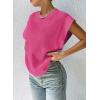 imageEVALESS Waffle Knit Tops for Women Summer Oversized Crew Neck Short Cap Sleeve Shirt Top