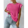 imageEVALESS Waffle Knit Tops for Women Summer Oversized Crew Neck Short Cap Sleeve Shirt Top
