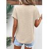 imageEVALESS Womens Cap Short Sleeve Textured Tops Summer Dressy Casual V Neck Solid Loose Basic T Shirts Tee BlousesA Pale Khaki