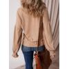 imageEVALESS Womens Fall Tops Cute Lantern Sleeve Shirts Basic Crewneck Blouses for Women Dressy Casual Outfits Trendy 2024Khaki