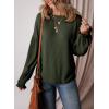 imageEVALESS Womens Fall Tops Cute Lantern Sleeve Shirts Basic Crewneck Blouses for Women Dressy Casual Outfits Trendy 2024Moss Green