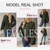 imageEVALESS Womens Fall Tops Cute Lantern Sleeve Shirts Basic Crewneck Blouses for Women Dressy Casual Outfits Trendy 2024Moss Green