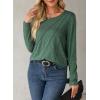 imageEVALESS Womens Long Sleeve Shirts Casual Pleated Crewneck Spring Tops Outfits Clothes 2025Blackish Green