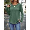 imageEVALESS Womens Long Sleeve Shirts Casual Pleated Crewneck Spring Tops Outfits Clothes 2025Blackish Green