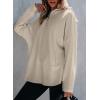 imageEVALESS Womens Oversized Hoodies Casual Long Sleeve Half Zipper Pocket Sweatshirt Pullover TopsBeige