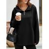 imageEVALESS Womens Oversized Hoodies Casual Long Sleeve Half Zipper Pocket Sweatshirt Pullover TopsBlack