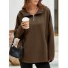 imageEVALESS Womens Oversized Hoodies Casual Long Sleeve Half Zipper Pocket Sweatshirt Pullover TopsDark Brown