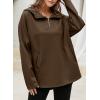 imageEVALESS Womens Oversized Hoodies Casual Long Sleeve Half Zipper Pocket Sweatshirt Pullover TopsDark Brown