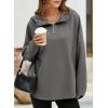 imageEVALESS Womens Oversized Hoodies Casual Long Sleeve Half Zipper Pocket Sweatshirt Pullover TopsGray