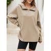 imageEVALESS Womens Oversized Hoodies Casual Long Sleeve Half Zipper Pocket Sweatshirt Pullover TopsKhaki