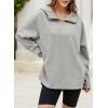imageEVALESS Womens Oversized Hoodies Casual Long Sleeve Half Zipper Pocket Sweatshirt Pullover TopsLight Gray