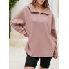 imageEVALESS Womens Oversized Hoodies Casual Long Sleeve Half Zipper Pocket Sweatshirt Pullover TopsLight Pink