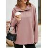 imageEVALESS Womens Oversized Hoodies Casual Long Sleeve Half Zipper Pocket Sweatshirt Pullover TopsLight Pink