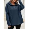 imageEVALESS Womens Oversized Hoodies Casual Long Sleeve Half Zipper Pocket Sweatshirt Pullover TopsSail Blue
