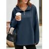 imageEVALESS Womens Oversized Hoodies Casual Long Sleeve Half Zipper Pocket Sweatshirt Pullover TopsSail Blue
