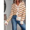 imageEVALESS Womens Striped Cardigan Sweaters Long Sleeve V Neck Lightweight Open Front Button Down Knit CardigansApricot Stripe