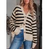 imageEVALESS Womens Striped Cardigan Sweaters Long Sleeve V Neck Lightweight Open Front Button Down Knit CardigansBeige Stripe