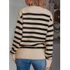 imageEVALESS Womens Striped Cardigan Sweaters Long Sleeve V Neck Lightweight Open Front Button Down Knit CardigansBeige Stripe