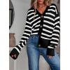 imageEVALESS Womens Striped Cardigan Sweaters Long Sleeve V Neck Lightweight Open Front Button Down Knit CardigansBlack Stripe