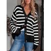 imageEVALESS Womens Striped Cardigan Sweaters Long Sleeve V Neck Lightweight Open Front Button Down Knit CardigansBlack Stripe