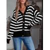 imageEVALESS Womens Striped Cardigan Sweaters Long Sleeve V Neck Lightweight Open Front Button Down Knit CardigansBlack Stripe