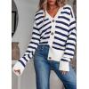 imageEVALESS Womens Striped Cardigan Sweaters Long Sleeve V Neck Lightweight Open Front Button Down Knit CardigansBlue Stripe